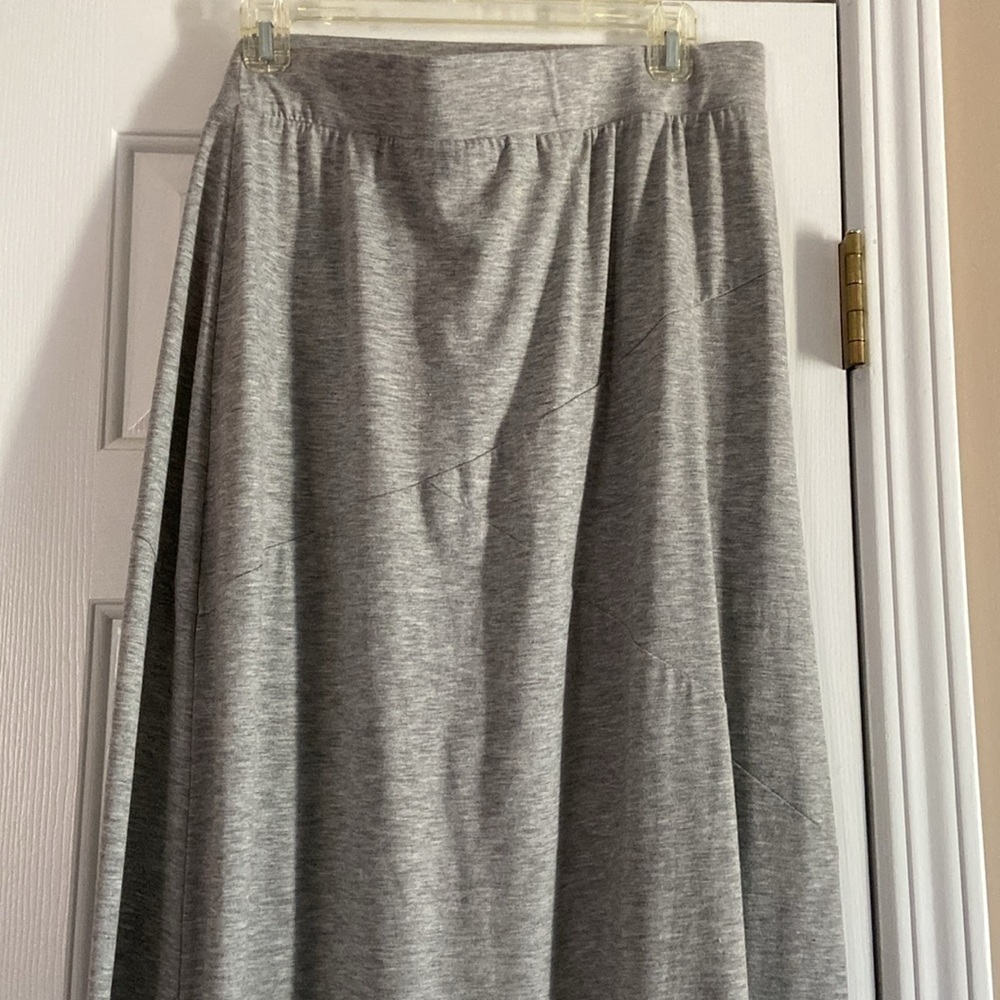 Cato Long Soft Gray Jersey Skirt Maxi Plus Size Stretch Elastic Waistband Cozy - Picture 2 of 4